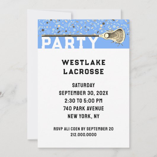 Lacrosse-Party Einladung (Vorderseite)