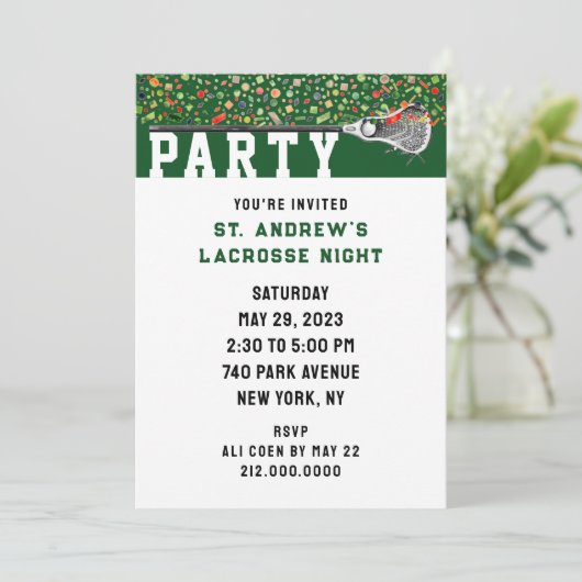 Lacrosse Party Einladung (Stehend Vorderseite)