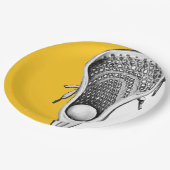 Lacrosse Party Gelb Pappteller (Schrägansicht)