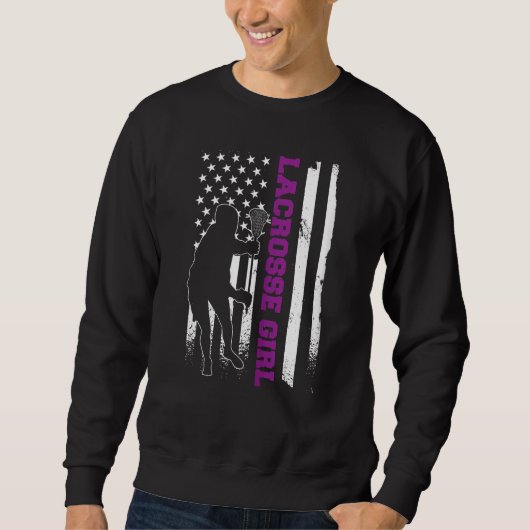 Lacrosse Player Apparel American Flag Lax Girl Lac Sweatshirt (Vorderseite)