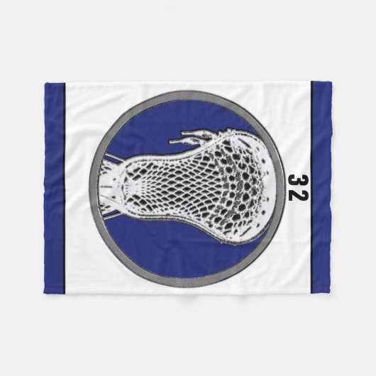 Lacrosse Player Blue Team Fleecedecke (Vorderseite (Horizontal))
