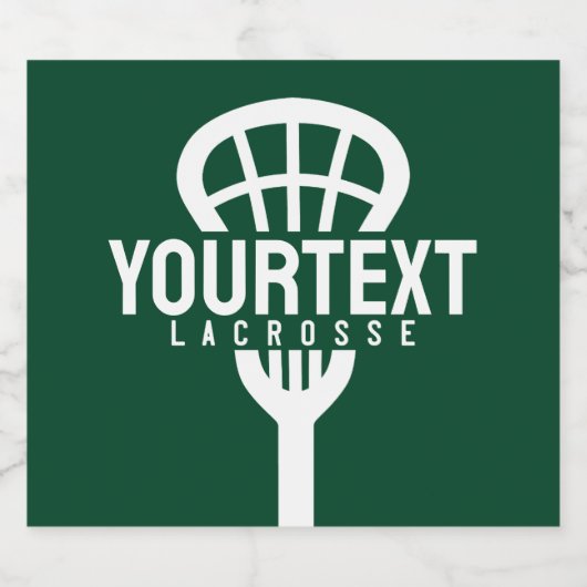 Lacrosse Player CUSTOM TEXT Team Mesh Sport Stick Bierflaschenetikett (Einzelnes Label)