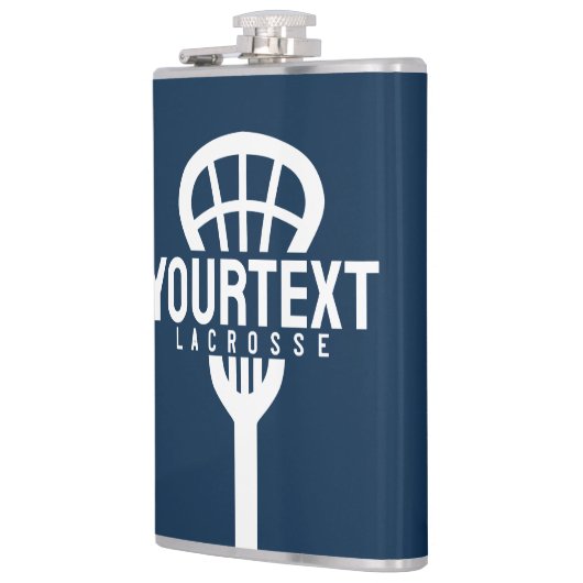 Lacrosse Player CUSTOM TEXT Team Mesh Sport Stick Flachmann (Links)