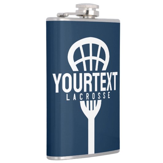 Lacrosse Player CUSTOM TEXT Team Mesh Sport Stick Flachmann (Rechts)