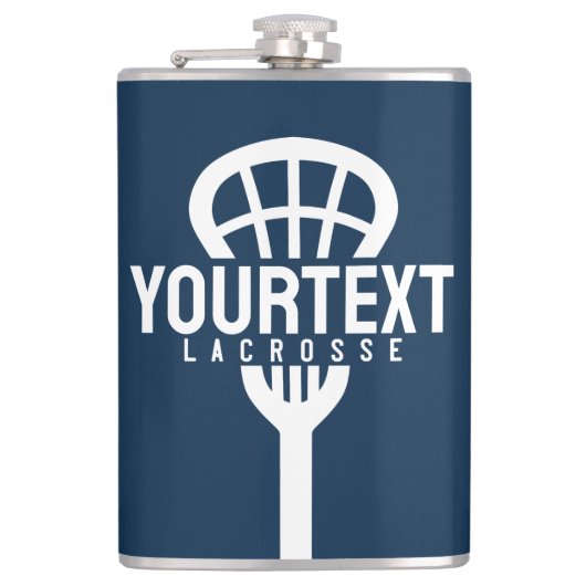Lacrosse Player CUSTOM TEXT Team Mesh Sport Stick Flachmann (Vorderseite)
