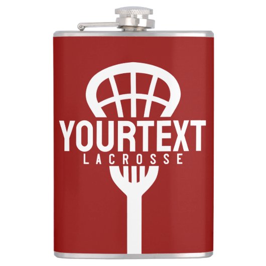 Lacrosse Player CUSTOM TEXT Team Mesh Sport Stick Flachmann (Vorderseite)