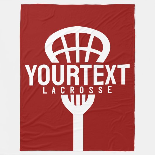 Lacrosse Player CUSTOM TEXT Team Mesh Sport Stick Fleecedecke (Vorderseite)