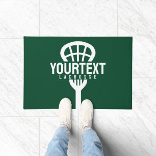Lacrosse Player CUSTOM TEXT Team Mesh Sport Stick Fußmatte