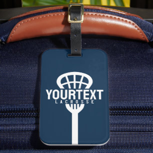 Lacrosse Player CUSTOM TEXT Team Mesh Sport Stick Gepäckanhänger