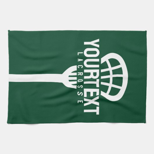 Lacrosse Player CUSTOM TEXT Team Mesh Sport Stick Geschirrtuch (Horizontal)