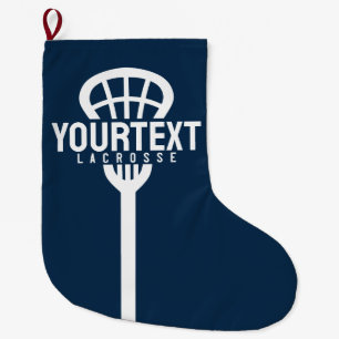 Lacrosse Player CUSTOM TEXT Team Mesh Sport Stick Großer Weihnachtsstrumpf