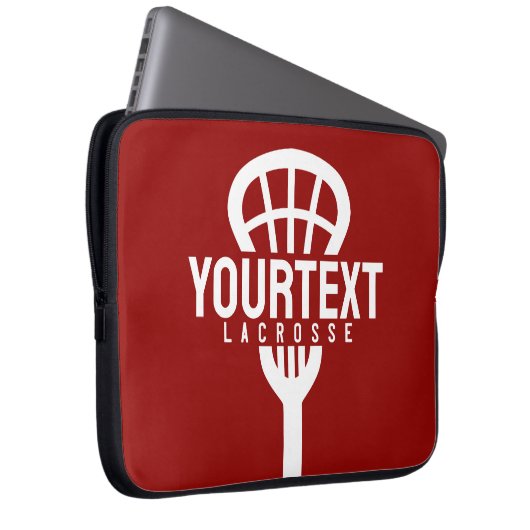 Lacrosse Player CUSTOM TEXT Team Mesh Sport Stick Laptopschutzhülle (Vorne Rechts)