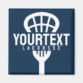 Lacrosse Player CUSTOM TEXT Team Mesh Sport Stick Magnet (Vorne)