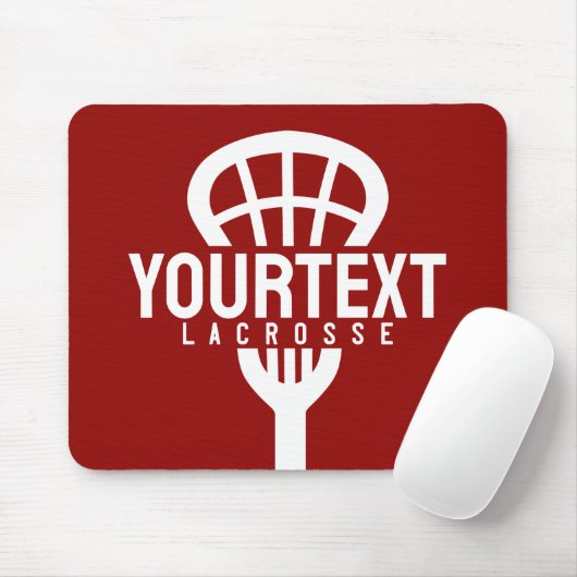 Lacrosse Player CUSTOM TEXT Team Mesh Sport Stick Mousepad (Mit Mouse)