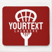 Lacrosse Player CUSTOM TEXT Team Mesh Sport Stick Mousepad (Vorne)