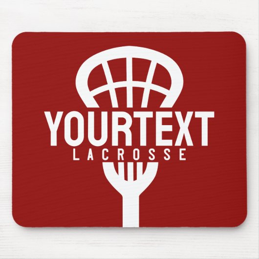 Lacrosse Player CUSTOM TEXT Team Mesh Sport Stick Mousepad (Vorne)