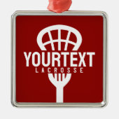 Lacrosse Player CUSTOM TEXT Team Mesh Sport Stick Ornament Aus Metall (Vorne)