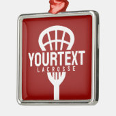 Lacrosse Player CUSTOM TEXT Team Mesh Sport Stick Ornament Aus Metall (Links)