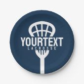 Lacrosse Player CUSTOM TEXT Team Mesh Sport Stick Pappteller (Vorderseite)
