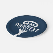 Lacrosse Player CUSTOM TEXT Team Mesh Sport Stick Pappteller (Schrägansicht)