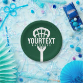 Lacrosse Player CUSTOM TEXT Team Mesh Sport Stick Pappteller (Party)