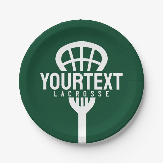 Lacrosse Player CUSTOM TEXT Team Mesh Sport Stick Pappteller (Vorderseite)