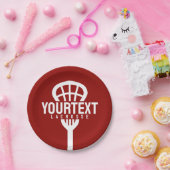 Lacrosse Player CUSTOM TEXT Team Mesh Sport Stick Pappteller (Party)