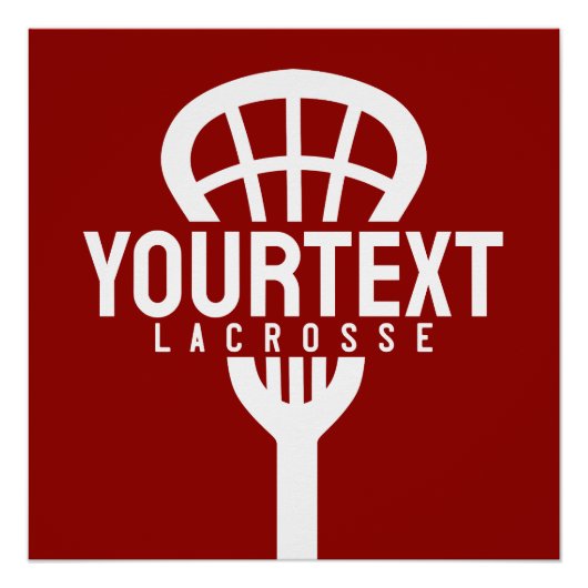 Lacrosse Player CUSTOM TEXT Team Mesh Sport Stick Poster (Vorderseite)
