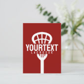 Lacrosse Player CUSTOM TEXT Team Mesh Sport Stick Postkarte (Stehend Vorderseite)