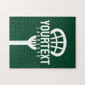 Lacrosse Player CUSTOM TEXT Team Mesh Sport Stick Puzzle (Horizontal)