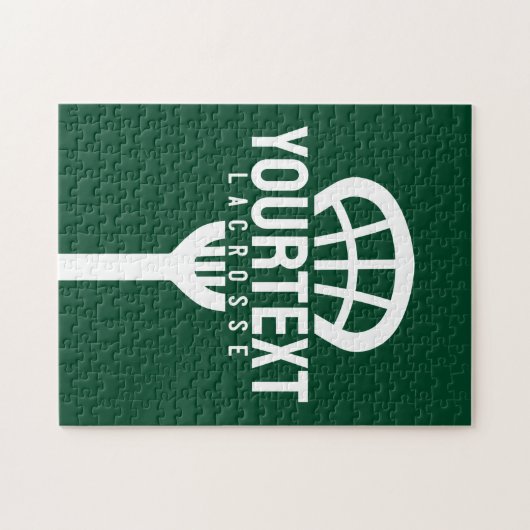 Lacrosse Player CUSTOM TEXT Team Mesh Sport Stick Puzzle (Horizontal)