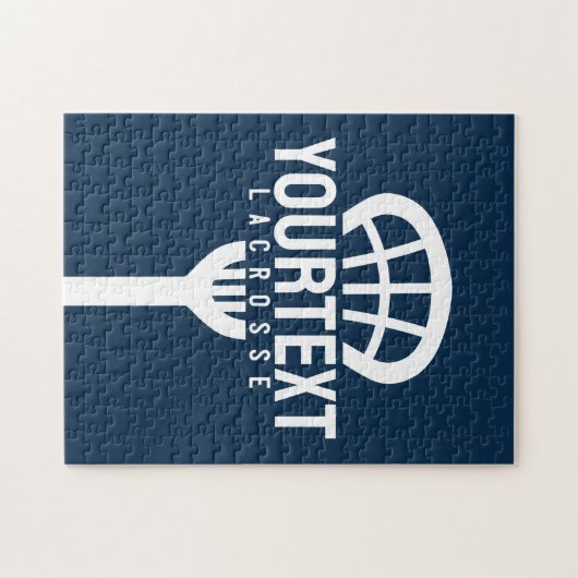 Lacrosse Player CUSTOM TEXT Team Mesh Sport Stick Puzzle (Horizontal)