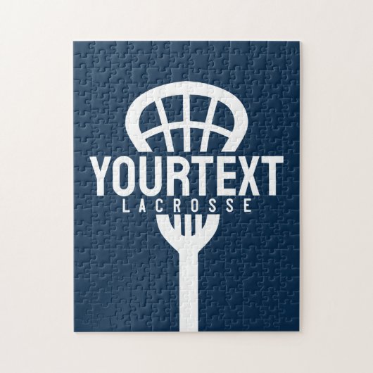 Lacrosse Player CUSTOM TEXT Team Mesh Sport Stick Puzzle (Vertikal)