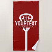 Lacrosse Player CUSTOM TEXT Team Mesh Sport Stick Strandtuch (Vorderseite)