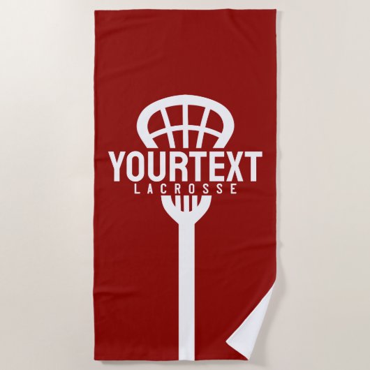 Lacrosse Player CUSTOM TEXT Team Mesh Sport Stick Strandtuch (Vorderseite)