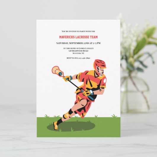 Lacrosse Player Einladung (Stehend Vorderseite)