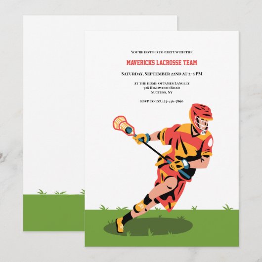 Lacrosse Player Einladung (Vorne/Hinten)