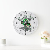 Lacrosse Player Green Uniform Große Wanduhr (Zuhause)