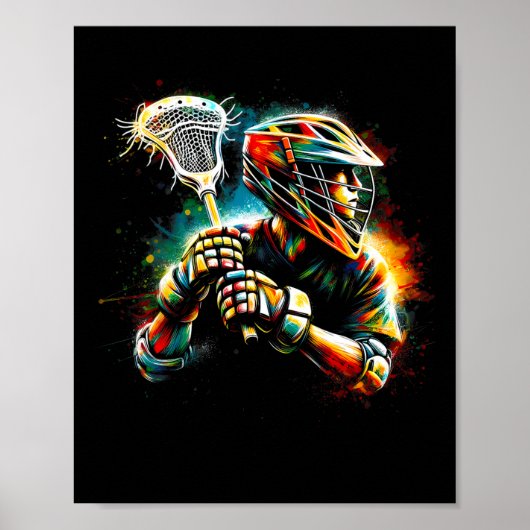 Lacrosse Player Illustration Youth Boys Girls Kind Poster (Vorne)