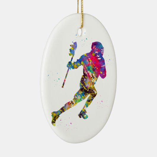 Lacrosse Player Keramik Ornament (Rechts)