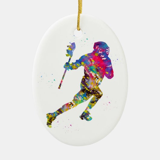 Lacrosse Player Keramik Ornament (Vorne)