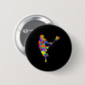 Lacrosse Player Kids Boys Jugend Button (Vorne & Hinten)