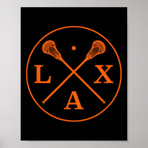 Lacrosse Player-Logo - Orange Team Color Lax Stick Poster