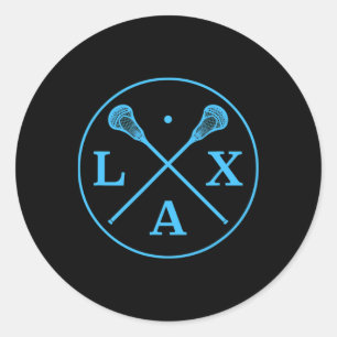 Lacrosse Player-Logo - T-Shirt für die blaue Teamf Runder Aufkleber