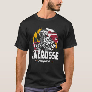 Lacrosse Player Maryland Flag Lax Retro T-Shirt