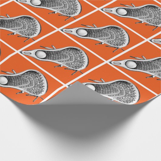 Lacrosse Player Orange-Geschenk Geschenkpapier (Ecke)