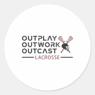 Lacrosse Player Outplay Outcast Lax Geschenk Runder Aufkleber
