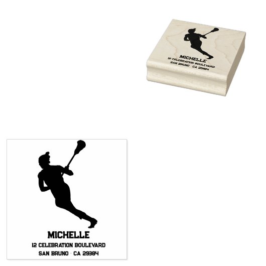 Lacrosse Player Personalisiert Gummistempel (Stempel)