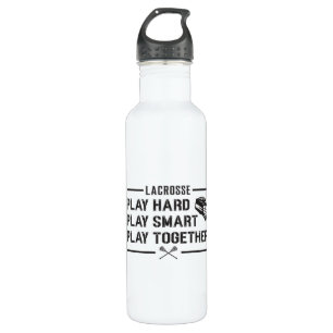 Lacrosse Player Play Hard Play Smart Team Geschenk Edelstahlflasche