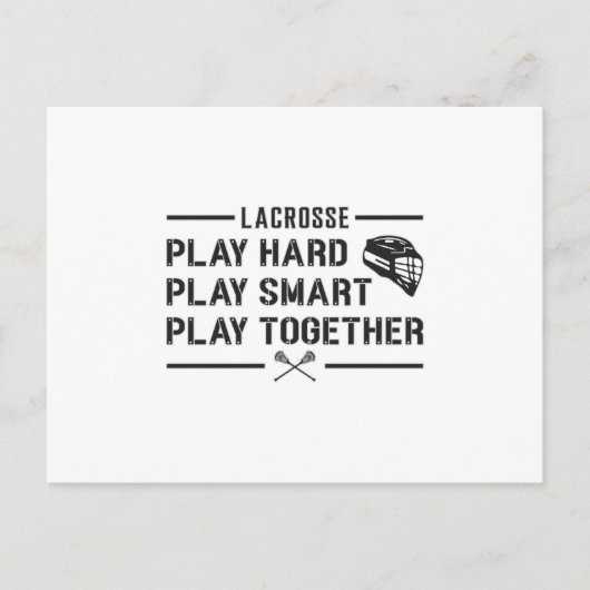 Lacrosse Player Play Hard Play Smart Team Geschenk Postkarte (Vorderseite)